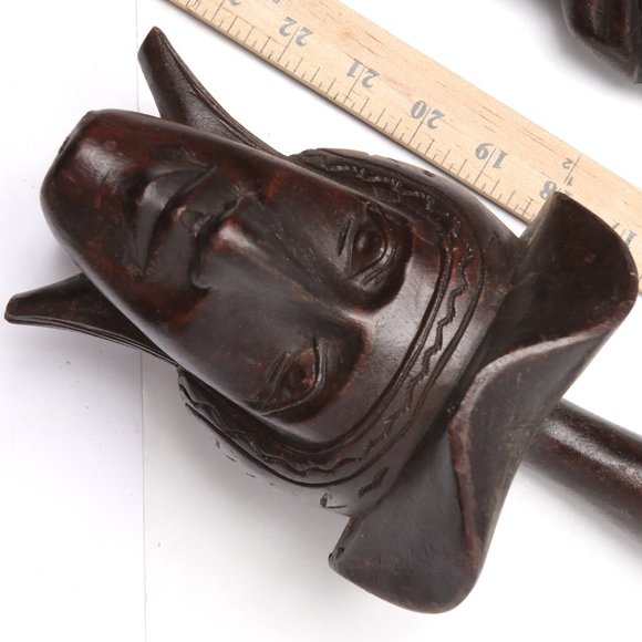 Vintage Indonesian Hand Carved Wood Tribal Figural Water Dipper Ladle Wall Decor - Picture 3 of 12